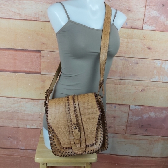 𝅺Vintage hand tooled leather bag hand crafted crossbody purse - Picture 1 of 13